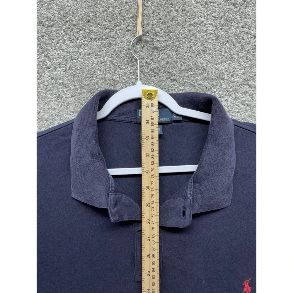 Vintage Polo Ralph Lauren Shirt Mens 3XLT Tall Dark Blue Red Pony Button Stretch